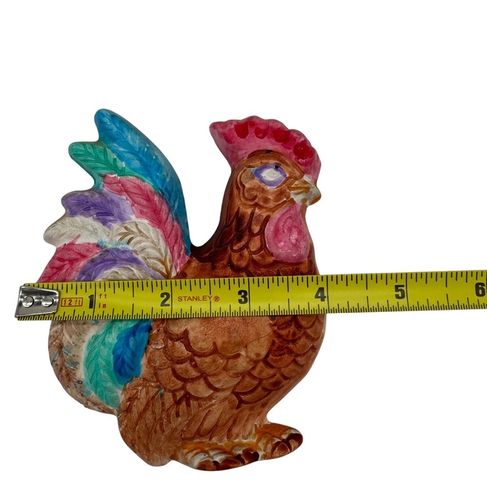 Vintage Ceramic Rooster Wall Hanging Set Colorful Farmhouse Kitchen Decor Kitsch - Picture 5 of 12